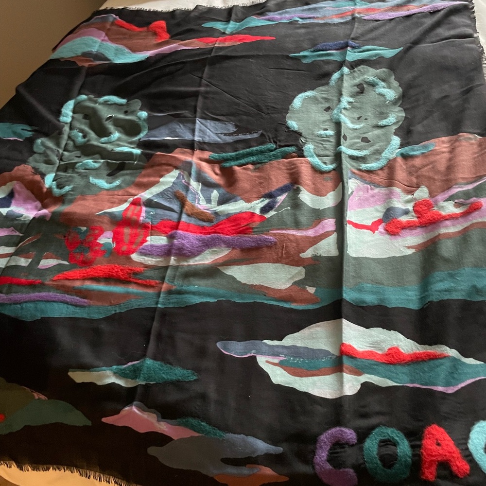 Coach Colorful Abstract Scarf - Picture 3 of 3